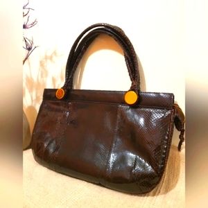 Vintage Very LARGE Snakeskin Double Handled Purse